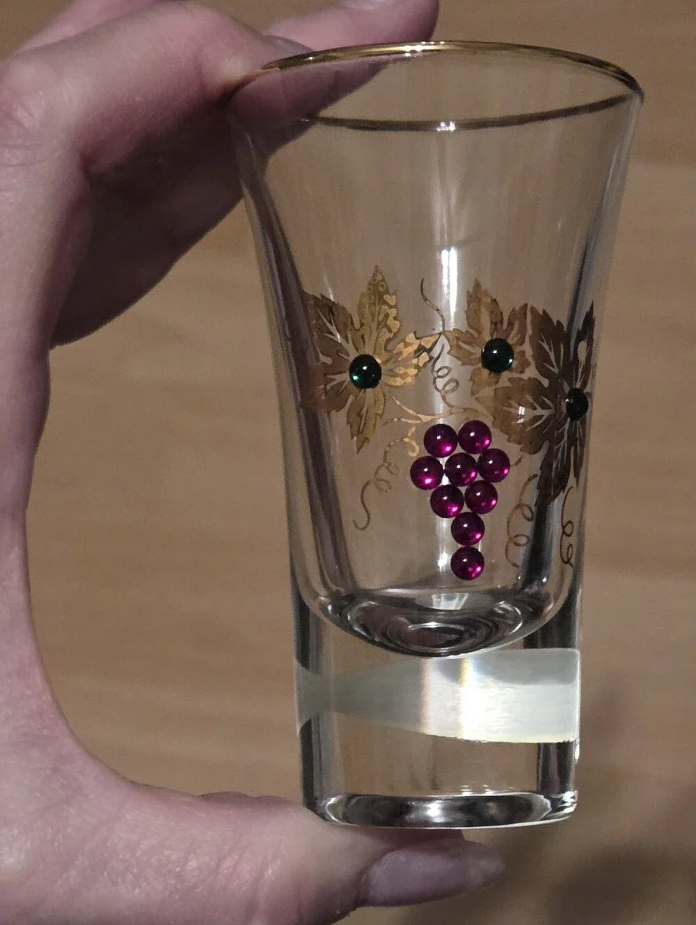 Bockling Germany Grapevine Gold Rim Decorated Shot Glass